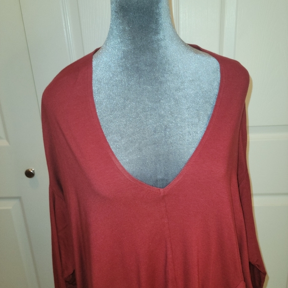 Bryn Walker Burgundy Oversized Tunic Bamboo Organic Cotton Top - Picture 4 of 13
